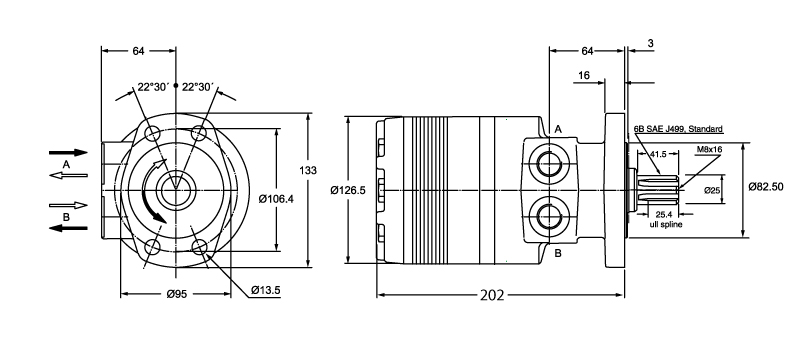 Moteur Parker 195cm3 - arbre cannelé ø25mm