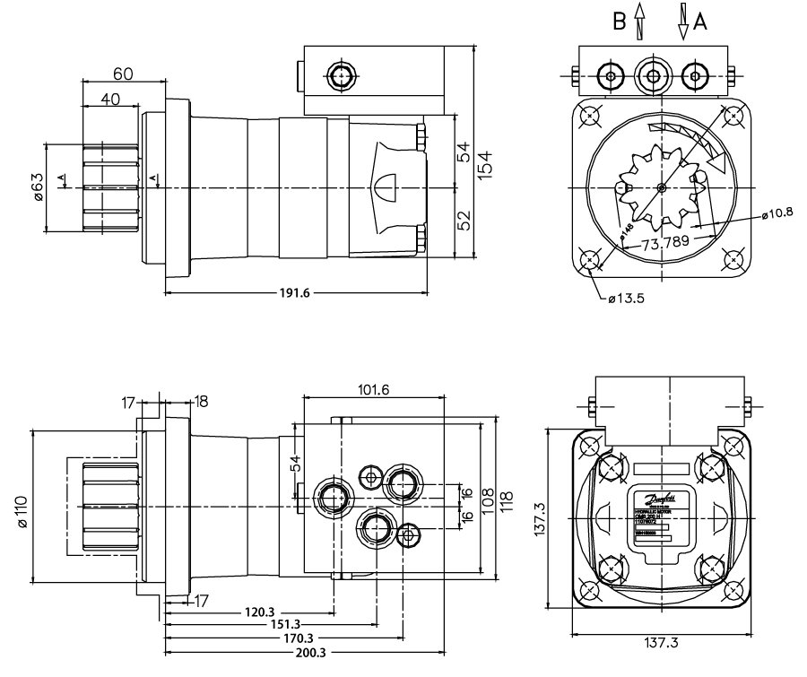 Schéma moteur Danfoss 200 cm3 OMS H