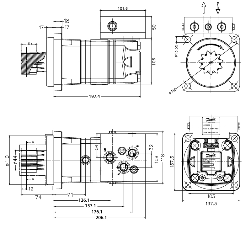 Schéma moteur Danfoss 230 cm3 OMS H