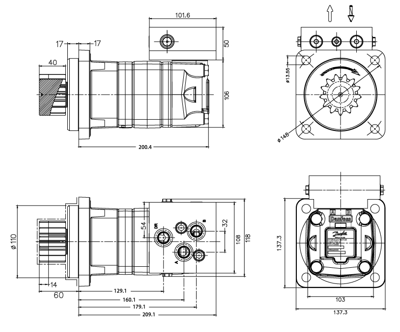 Schéma moteur Danfoss OMS H 250 cm3