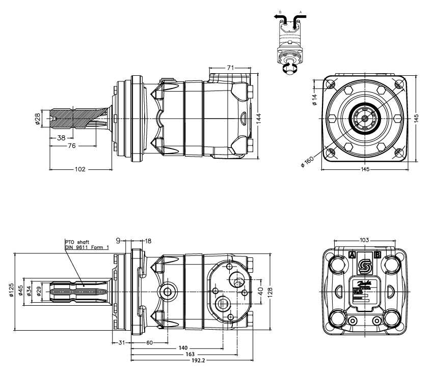 Schéma Moteur OMT 160 cm3 arbre PTO