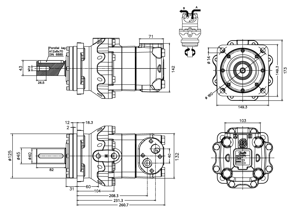 Schéma moteur Danfoss OMT 400 cm3