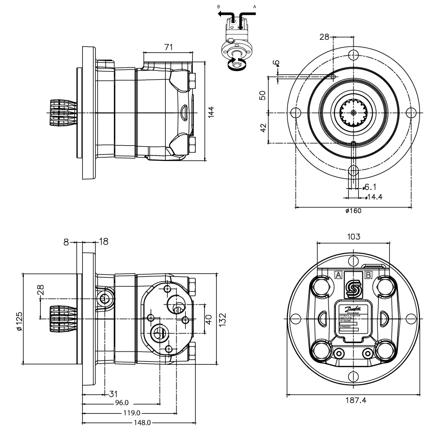 Schéma Moteur Danfoss OMTS 160 cm3