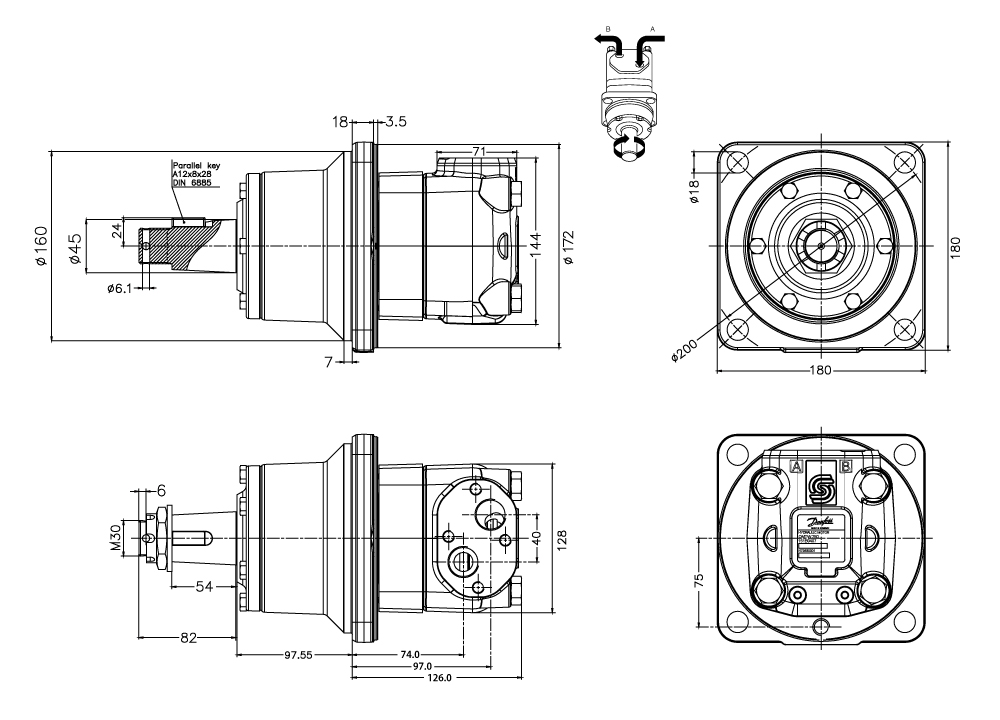 Schéma moteur Danfoss OMT 160 cm3