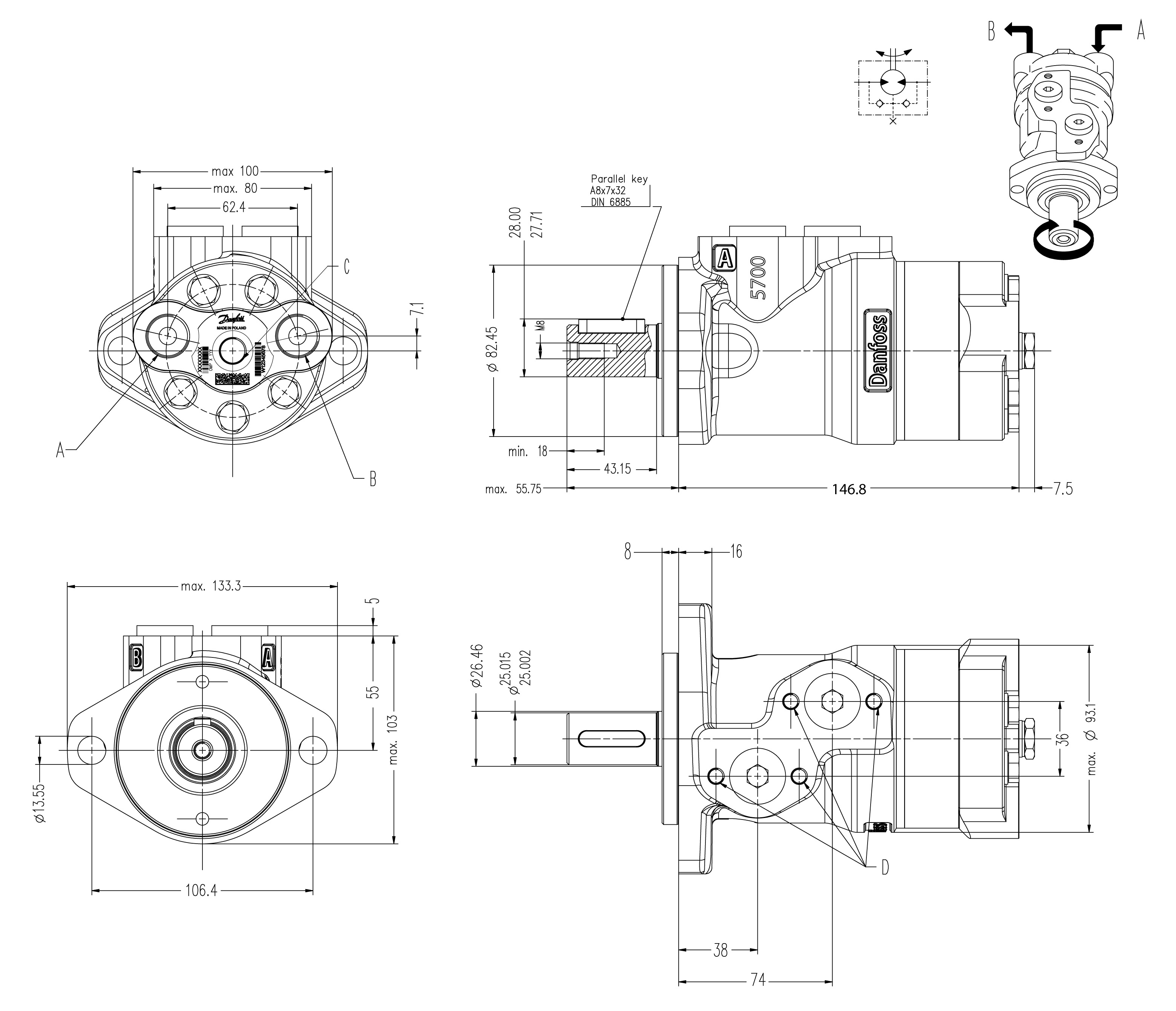 Schema moteur Danfoss OMP 50 cm3