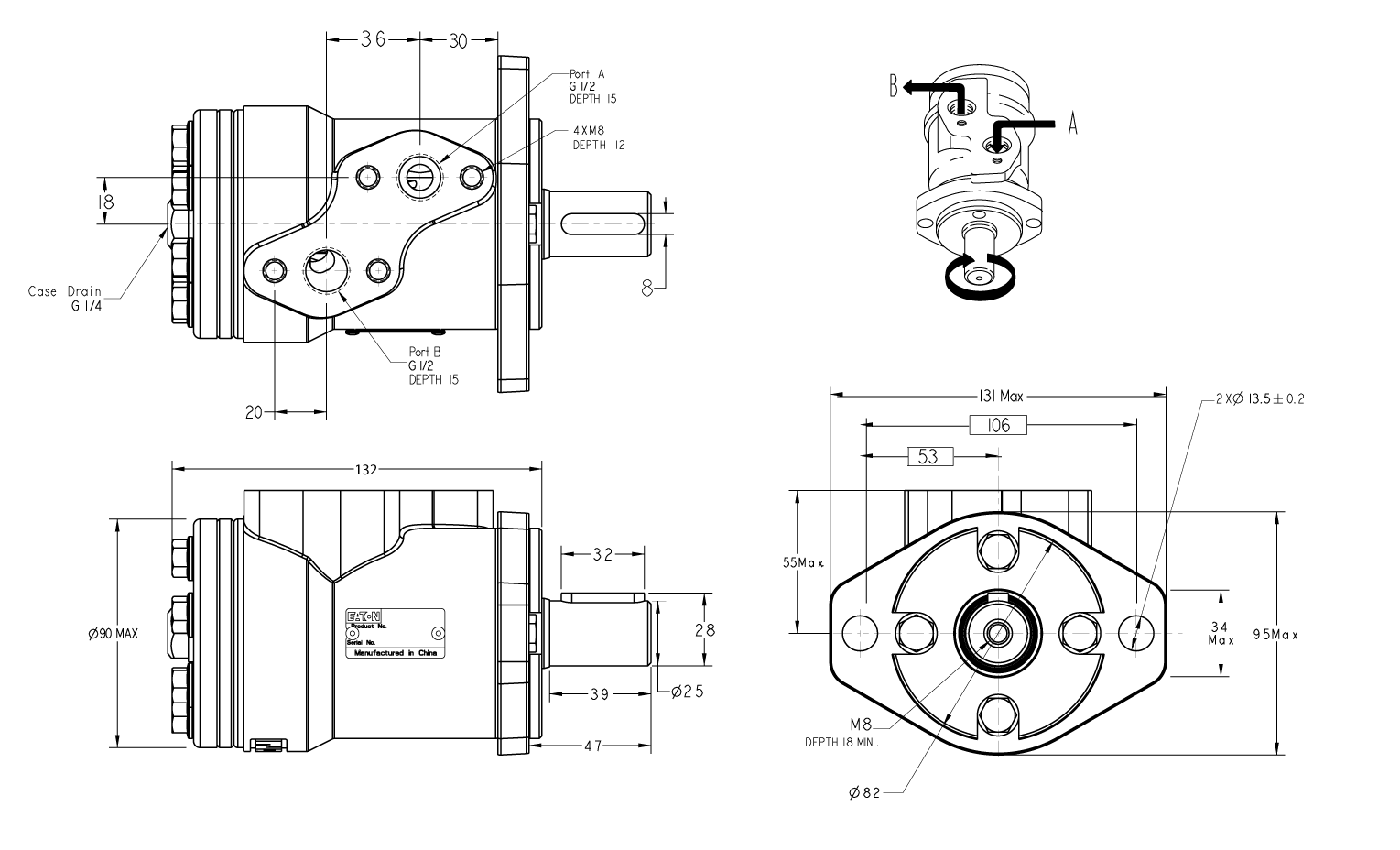 Schéma moteur EATON OMP 36 cm3