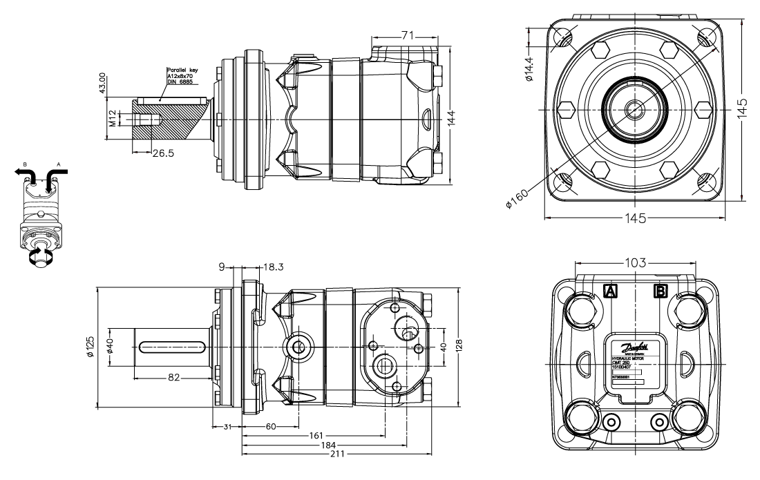 Schéma moteur Danfoss OMT 315 cm3
