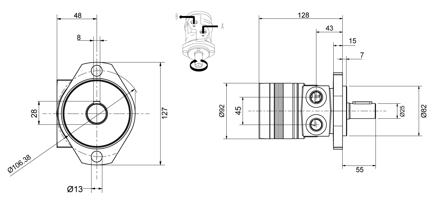 Moteur hydraulique Parker série TE 36 cm3