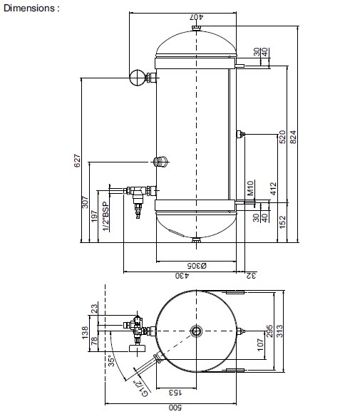 Compress'air hydraulique débit d'air 22 m3/heure à 7 bar, avec 15L/min et  cuve de 50L