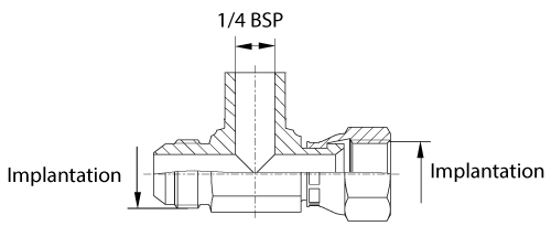 Raccord en té implantation JIC