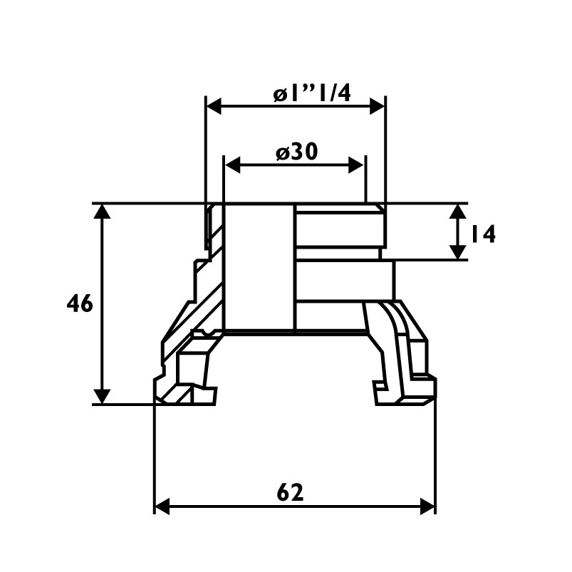 Raccord symétrique mâle 1"1/4 Sans verrou DN32