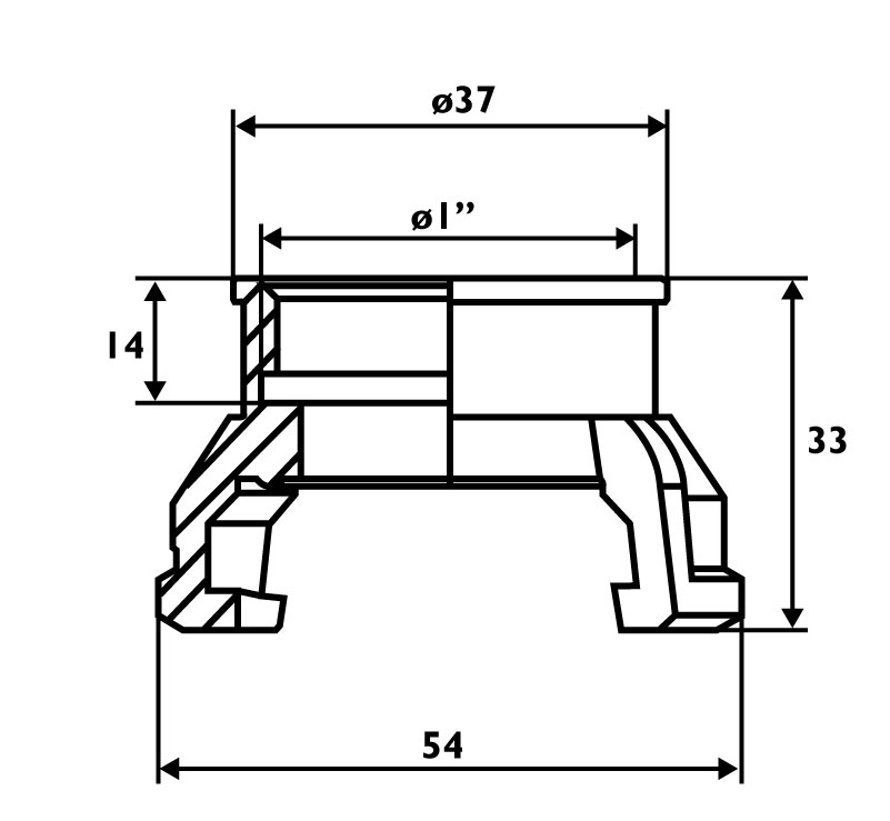 Raccord pompier DN25 1" femelle Sans verrou