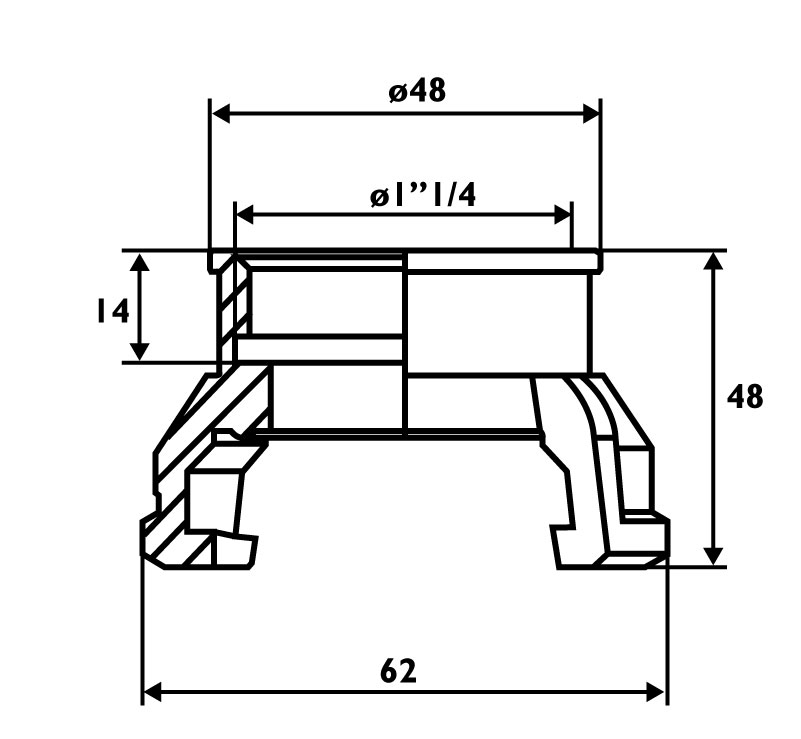 Raccord pompier DN25 1" femelle Sans verrou