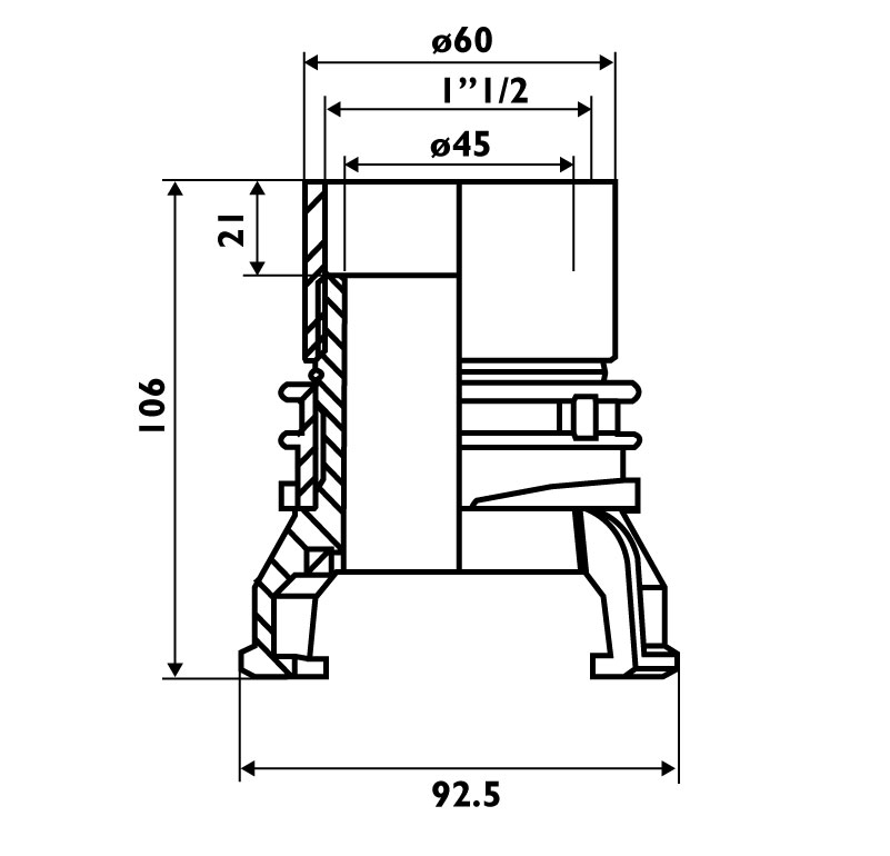 Raccord pompier DN50 2" femelle Verrou