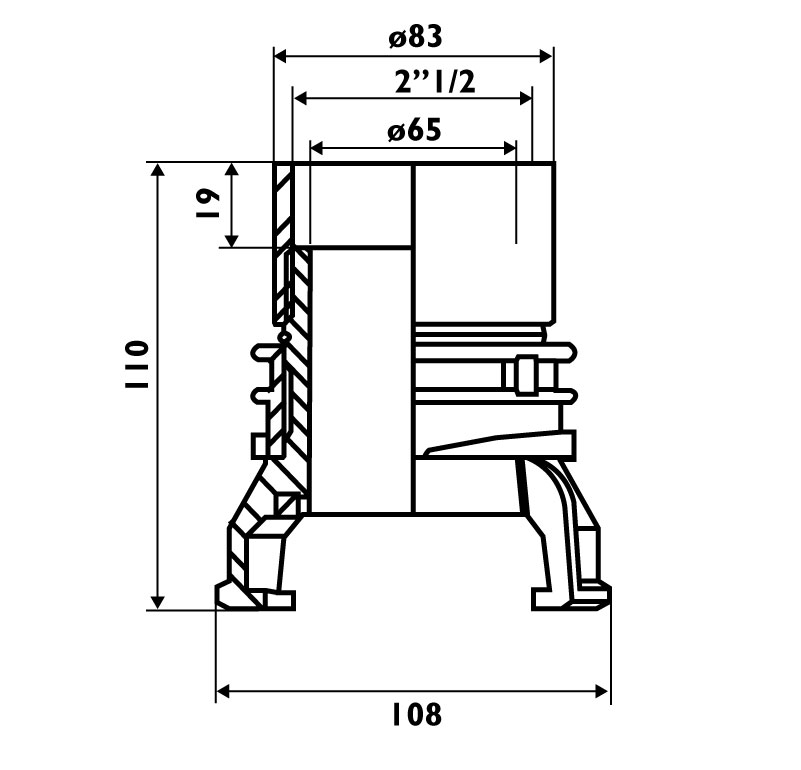 Raccord pompier DN65 2"1/2 femelle Verrou