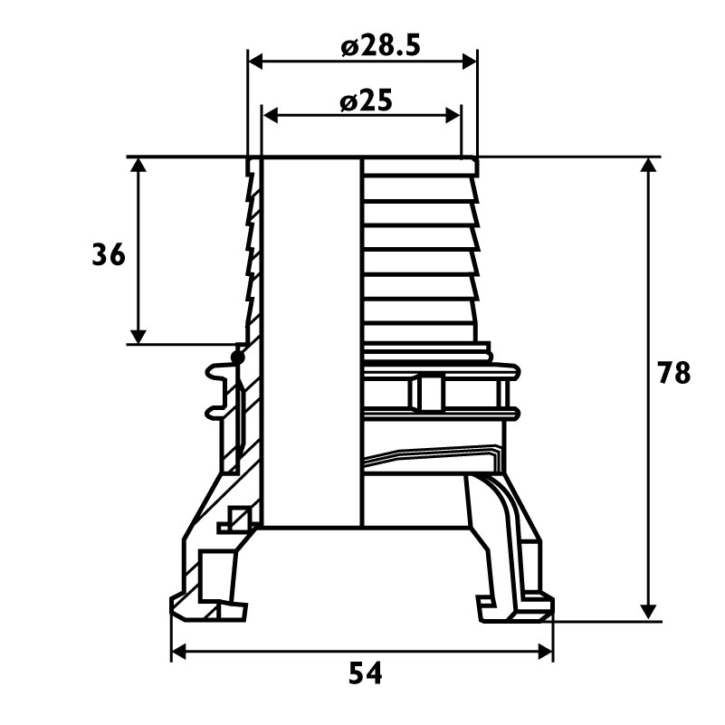 Raccord pompier DN25 ø30mm annelé