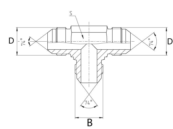 Union en té male/male hydraulique