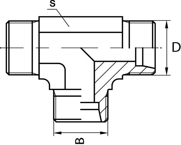 Union en té male/femelle hydraulique