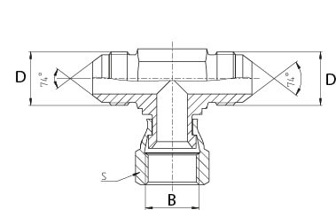 Union en té male/femelle hydraulique