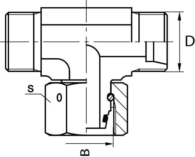 Union en té male/femelle hydraulique