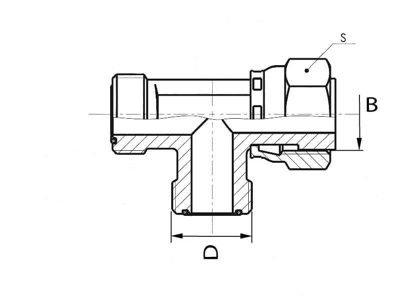 Union en té renversé male/femelle hydraulique