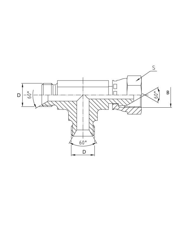 Union en té renversé male/femelle hydraulique