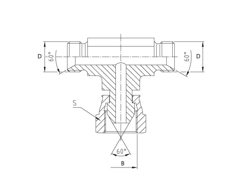 Union en té male/femelle hydraulique