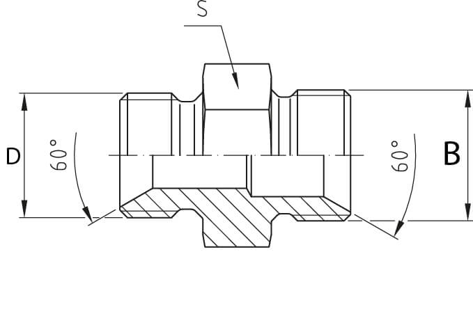 Connecteur hydraulique - Haute Pression - HBB Filetage mâle BSPP = G 1/4  Filetage mâle BSPP = G 3/8