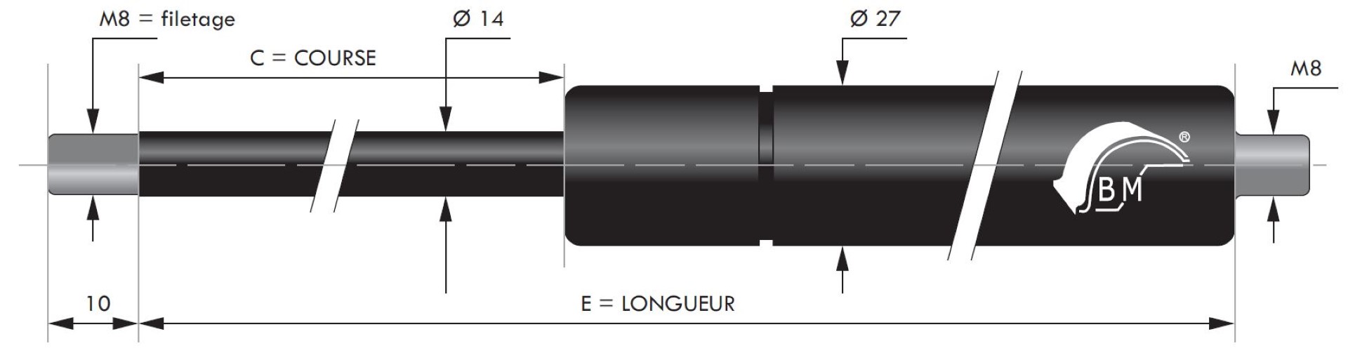 Ressorts à compression pour chapes filetées diamètre 14 mm