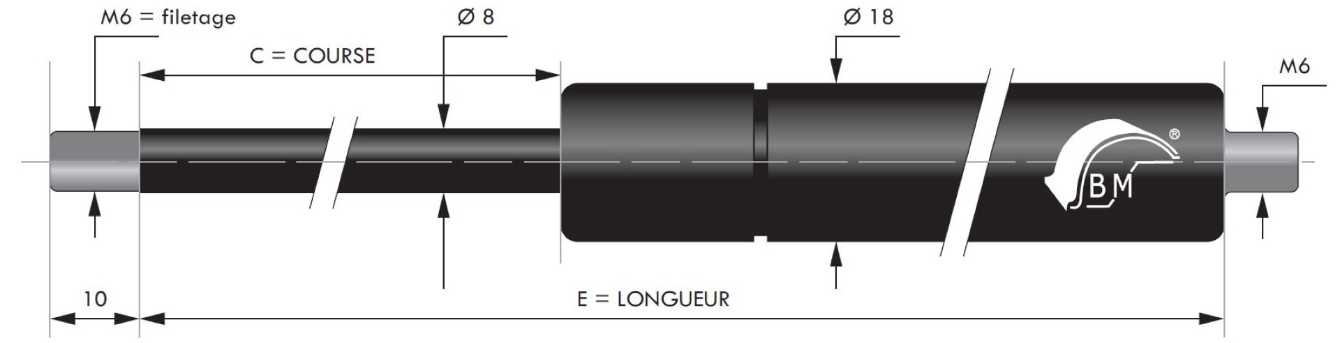 Ressorts à compression pour chapes filetées diamètre 8 mm