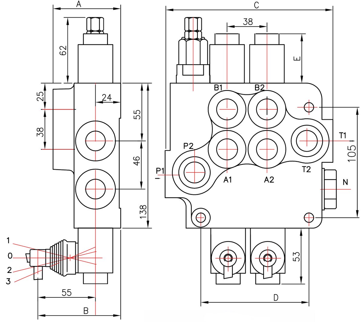 schéma distributeur hydraulique 80l/min