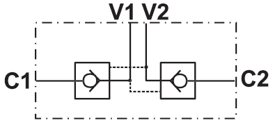 Schéma hydraulique clapet anti-retour double piloté