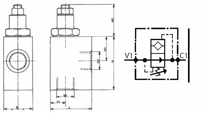 Schéma valve de blocage réglable